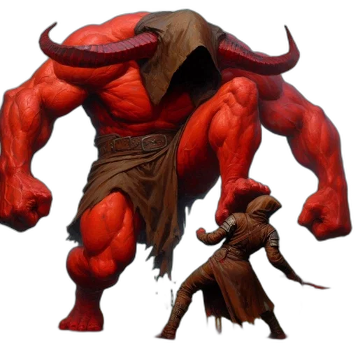 creature, concept art, fantasy art, 3d render, comic book art, red, open, field transparent PNG cut-out