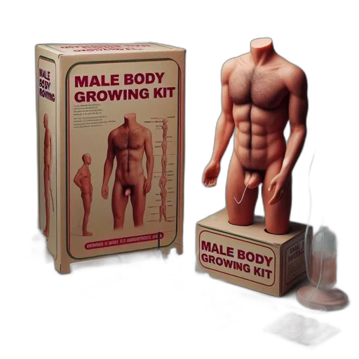 3d render, image, shows, packaging, male, body, growing, kit transparent PNG cut-out