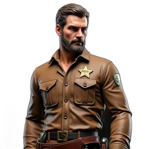 jacket, staff, concept art, comic book art, 3d render, photorealistic, earth tones, detailed transparent PNG cut-out