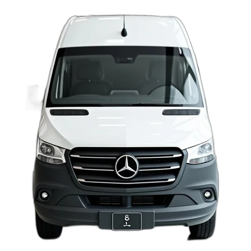 car, 3d render, photorealistic, white, van, black, front, bumper transparent PNG cut-out