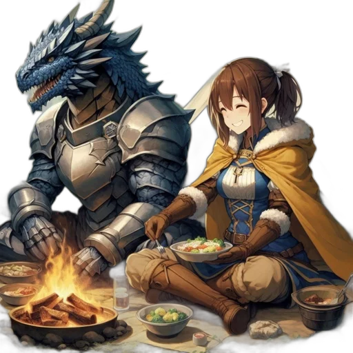 dragon, food, sword, fantasy art, concept art, pixel art, anime, fire transparent PNG cut-out
