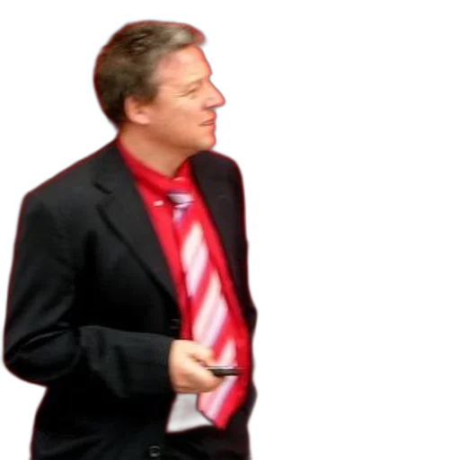 jacket, staff, red, man, shirt, striped, tie, stands transparent PNG cut-out