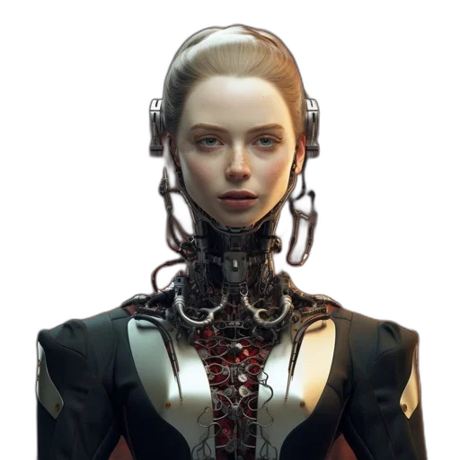 robot, face, jacket, staff, concept art, cyberpunk, comic book art, photorealistic transparent PNG cut-out