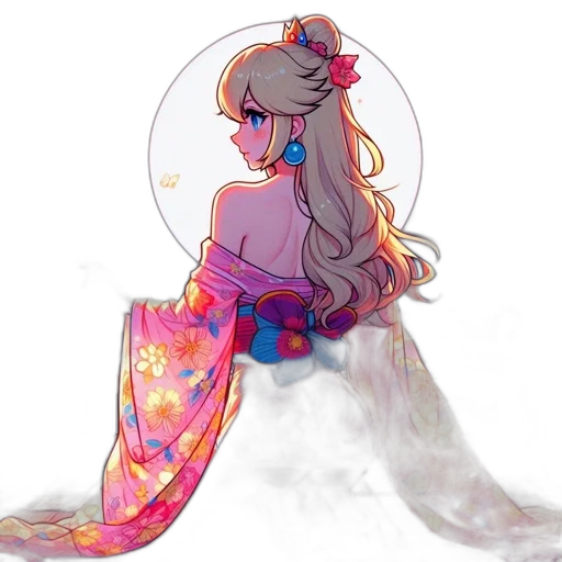 dress, umbrella, flower, staff, vaporwave, anime, pixel art, watercolor transparent PNG cut-out