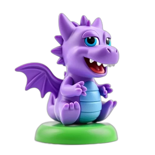 dragon, creature, 3d render, concept art, fantasy art, purple, dragon-shaped, toy transparent PNG cut-out