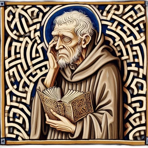 elderly, figure, presumably, scholar, monk, ponders, deeply, while transparent PNG cut-out