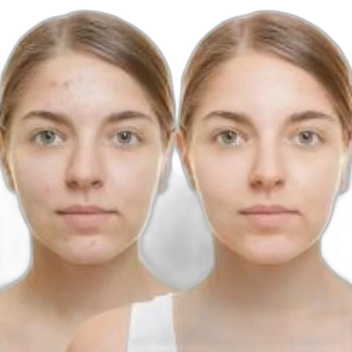 face, mask, photorealistic, 3d render, comparison, skin, before, after transparent PNG cut-out