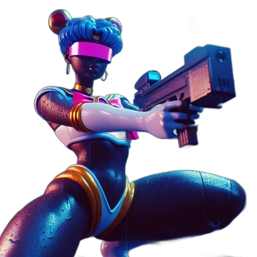 weapon, robot, staff, concept art, cyberpunk, 3d render, pixel art, neon lights transparent PNG cut-out