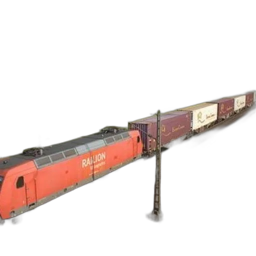 3d render, photorealistic, concept art, red, train, word, railion, traveling transparent PNG cut-out