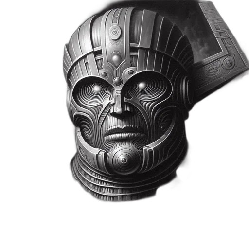 mask, face, robot, crown, concept art, 3d render, fantasy art, photorealistic transparent PNG cut-out