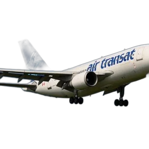 photorealistic, air, transat, airplane, captured, mid-flight, against, clear transparent PNG cut-out