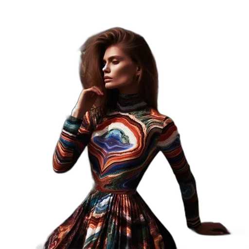 dress, hair, jacket, concept art, 3d render, photorealistic, fantasy art, outer space transparent PNG cut-out