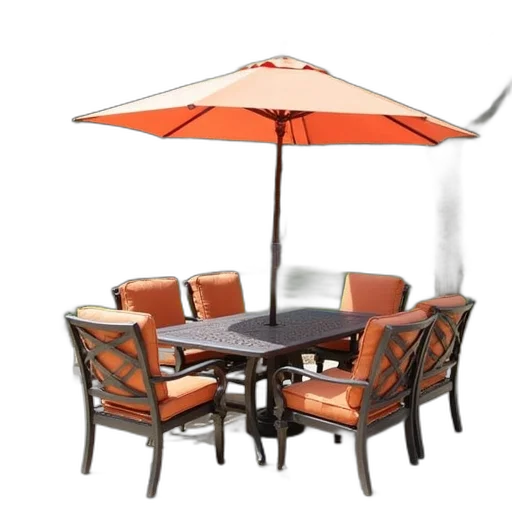 umbrella, furniture, 3d render, photorealistic, patio, manufacturers, chairs, umbrellas transparent PNG cut-out