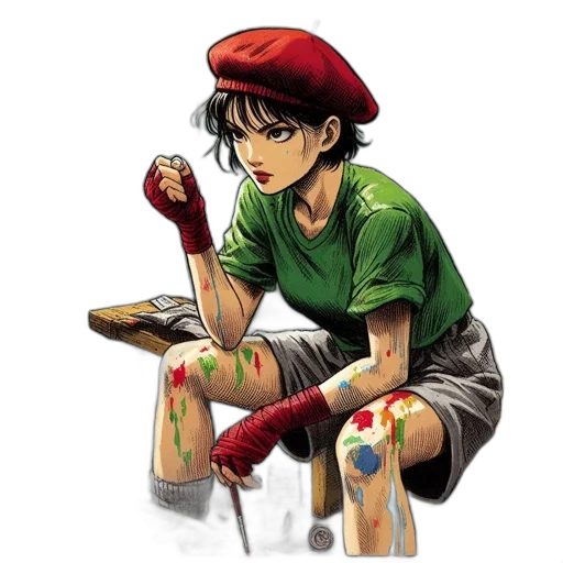 weapon, comic book art, concept art, pixel art, anime, red, green, artist transparent PNG cut-out