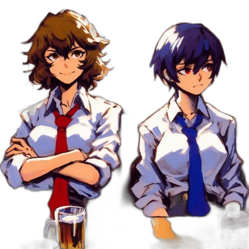jacket, staff, anime, pixel art, concept art, watercolor, blue, monochrome transparent PNG cut-out