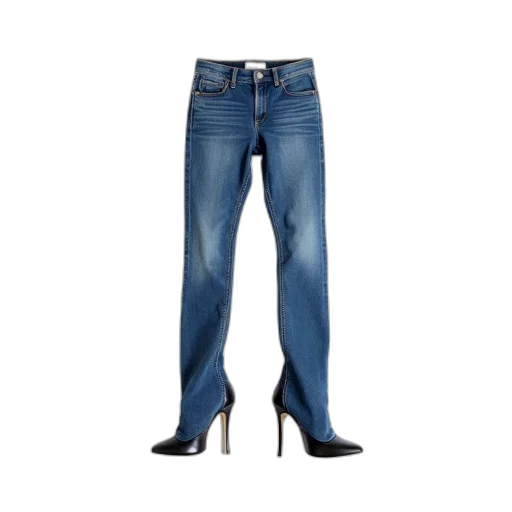shoes, pair, blue, jeans, transformed, into, high-heeled, boot transparent PNG cut-out