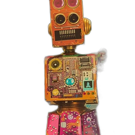 robot, staff, dress, animal, concept art, cyberpunk, 3d render, pixel art transparent PNG cut-out