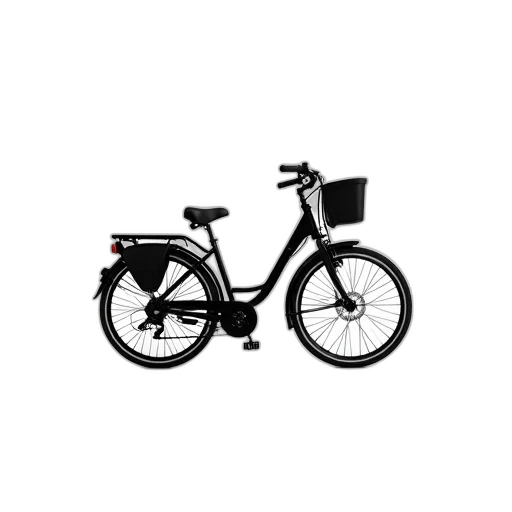 3d render, photorealistic, black, bicycle, rear, rack, two, seats transparent PNG cut-out