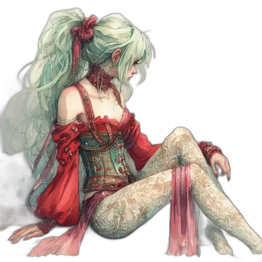 dress, dragon, mask, concept art, fantasy art, watercolor, pixel art, red transparent PNG cut-out