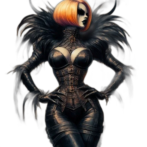 mask, dress, hair, creature, concept art, comic book art, fantasy art, cyberpunk transparent PNG cut-out