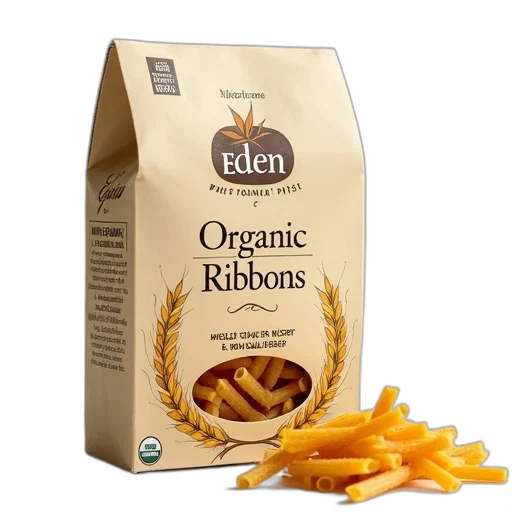 food, box, eden, organic, pasta, words, spelt, ribbons transparent PNG cut-out