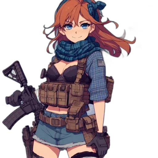 weapon, jacket, dress, pixel art, anime, cartoon, concept art, blue transparent PNG cut-out