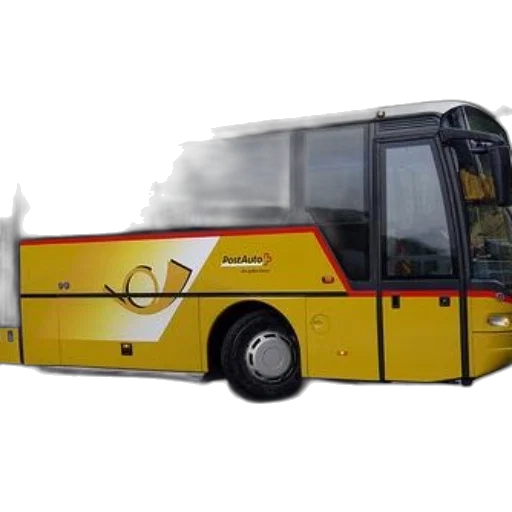 staff, 3d render, photorealistic, concept art, yellow, postauto, bus, mountainous transparent PNG cut-out