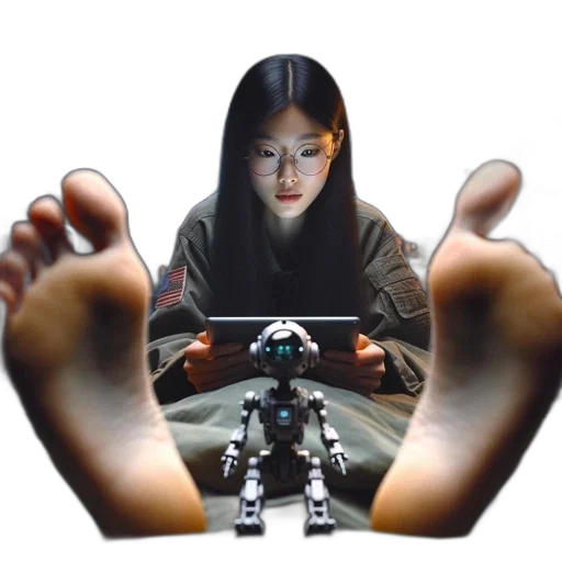robot, shoes, weapon, creature, 3d render, photorealistic, cyberpunk, concept art transparent PNG cut-out