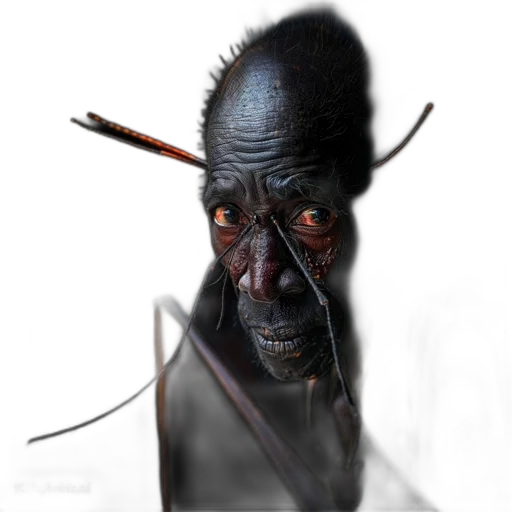 staff, face, creature, mask, concept art, photorealistic, fantasy art, 3d render transparent PNG cut-out
