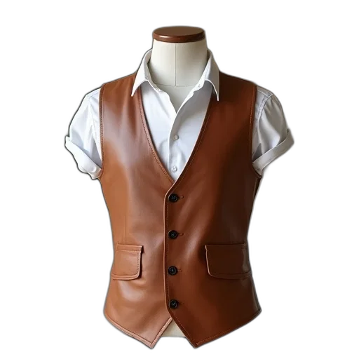 jacket, dress, 3d render, earth tones, mannequin, dressed, brown, leather transparent PNG cut-out
