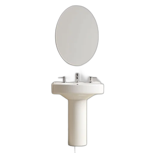 staff, modern, bathroom, white, oval, mirror, above, pedestal transparent PNG cut-out