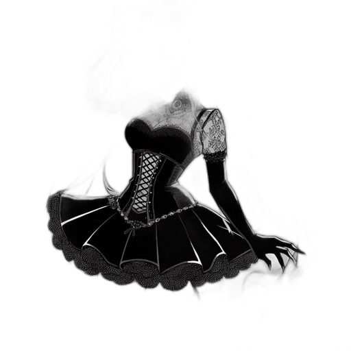 dress, crown, mask, creature, concept art, fantasy art, pencil sketch, comic book art transparent PNG cut-out