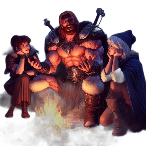 concept art, fantasy art, comic book art, pixel art, fire, snow, fog, night transparent PNG cut-out