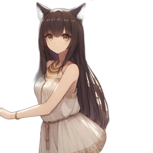 dress, staff, creature, animal, anime, fantasy art, concept art, pixel art transparent PNG cut-out