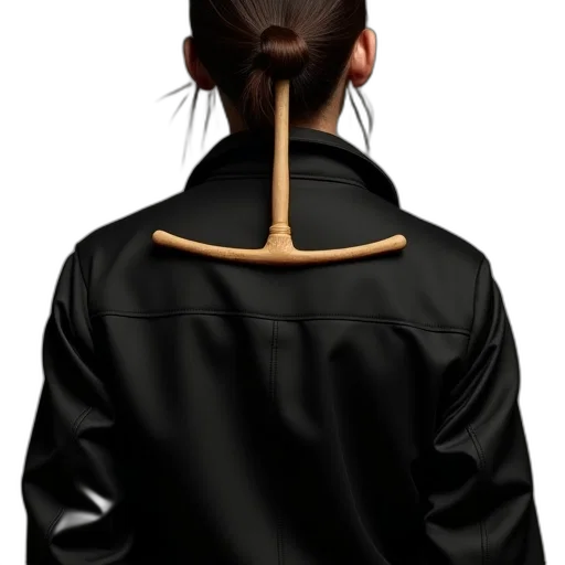 jacket, staff, mask, hair, concept art, 3d render, photorealistic, cartoon transparent PNG cut-out