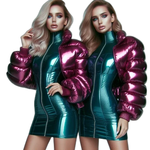 jacket, vaporwave, cyberpunk, 3d render, concept art, neon, two, identical transparent PNG cut-out