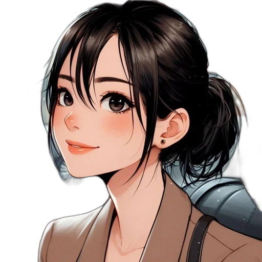staff, face, jacket, anime, cartoon, fantasy art, concept art, monochrome transparent PNG cut-out