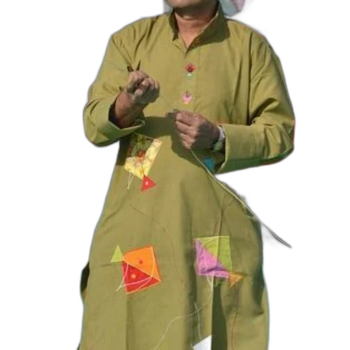 jacket, staff, umbrella, man, green, robe, colorful, patches transparent PNG cut-out