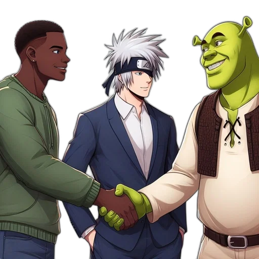concept art, comic book art, anime, cartoon, outer space, three, animated, characters transparent PNG cut-out
