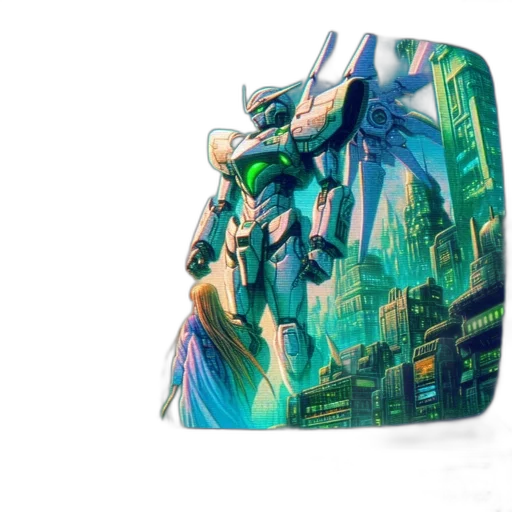 dragon, robot, concept art, vaporwave, fantasy art, 3d render, green, futuristic transparent PNG cut-out