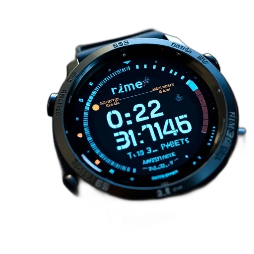 3d render, cyberpunk, digital, watch, black, blue, color, scheme transparent PNG cut-out