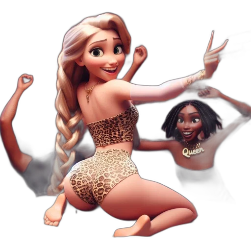 dress, concept art, cartoon, 3d render, fantasy art, animated, scene, blonde transparent PNG cut-out