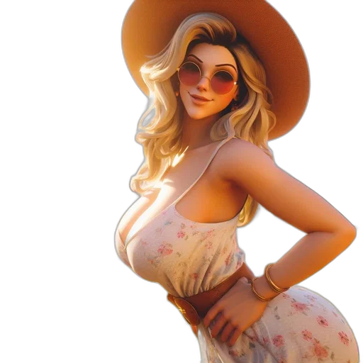 hat, dress, staff, concept art, 3d render, photorealistic, fantasy art, golden transparent PNG cut-out