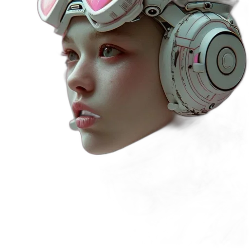 robot, face, mask, hat, cyberpunk, concept art, photorealistic, 3d render transparent PNG cut-out