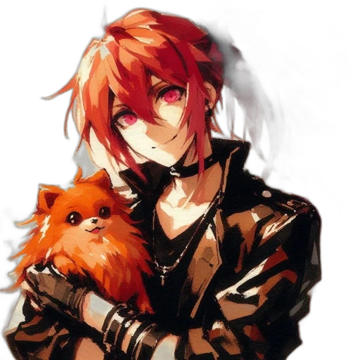 animal, staff, jacket, mask, pixel art, anime, concept art, watercolor transparent PNG cut-out