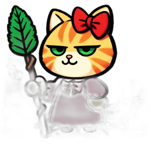 staff, animal, jewelry, pixel art, cartoon, concept art, anime, cat transparent PNG cut-out