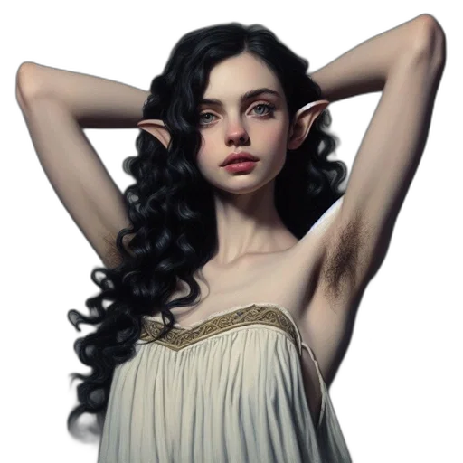 hair, dress, jewelry, crown, photorealistic, fantasy art, concept art, oil painting transparent PNG cut-out