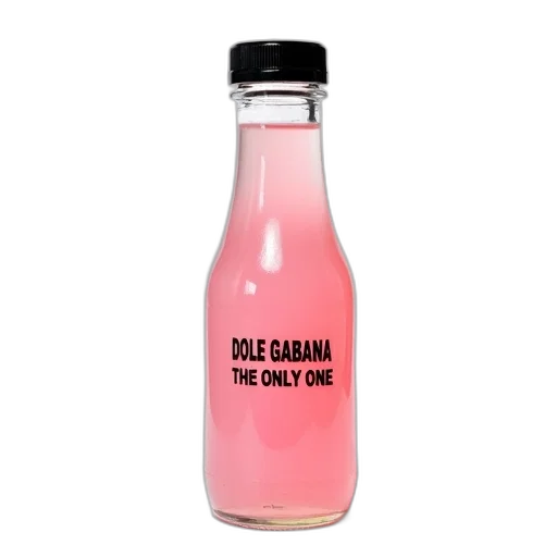 bottle, food, clear, glass, black, cap, containing, pink transparent PNG cut-out