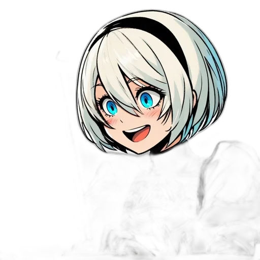face, robot, mask, hair, anime, cartoon, concept art, pixel art transparent PNG cut-out