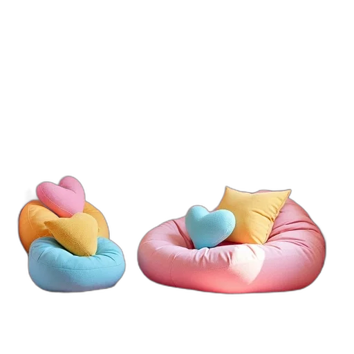 furniture, shoes, 3d render, pastel, colorful, neon, playful, children transparent PNG cut-out
